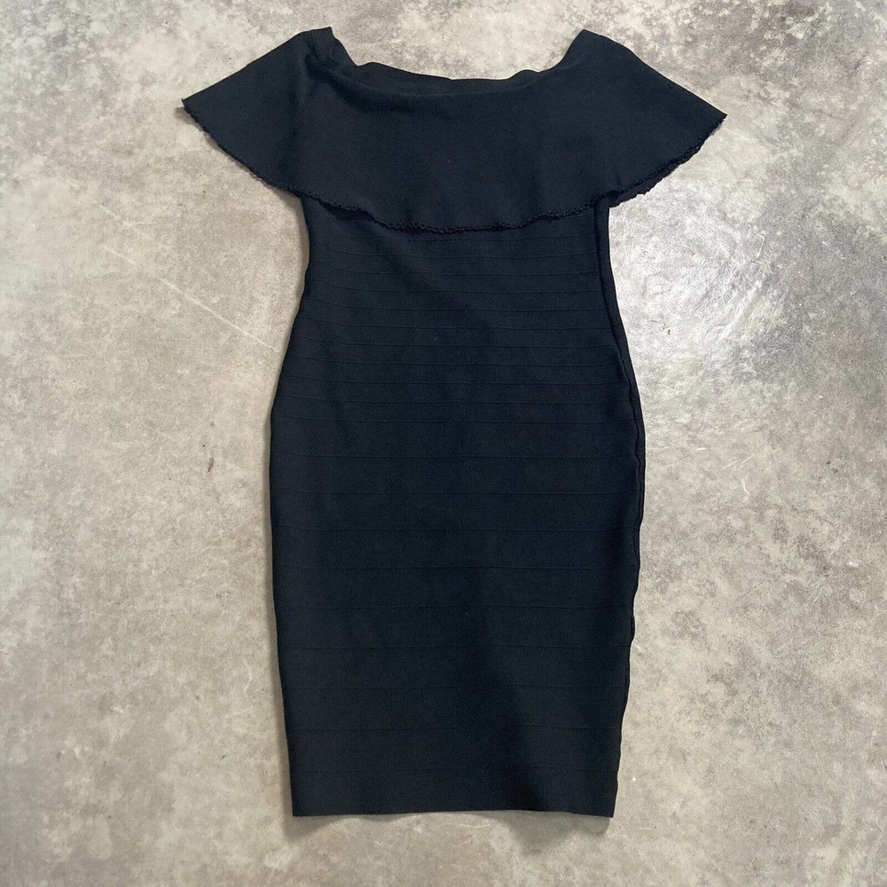 Marciano Dress Womens Large Black Bandage Bodycon Mini Cocktail Wedding‎